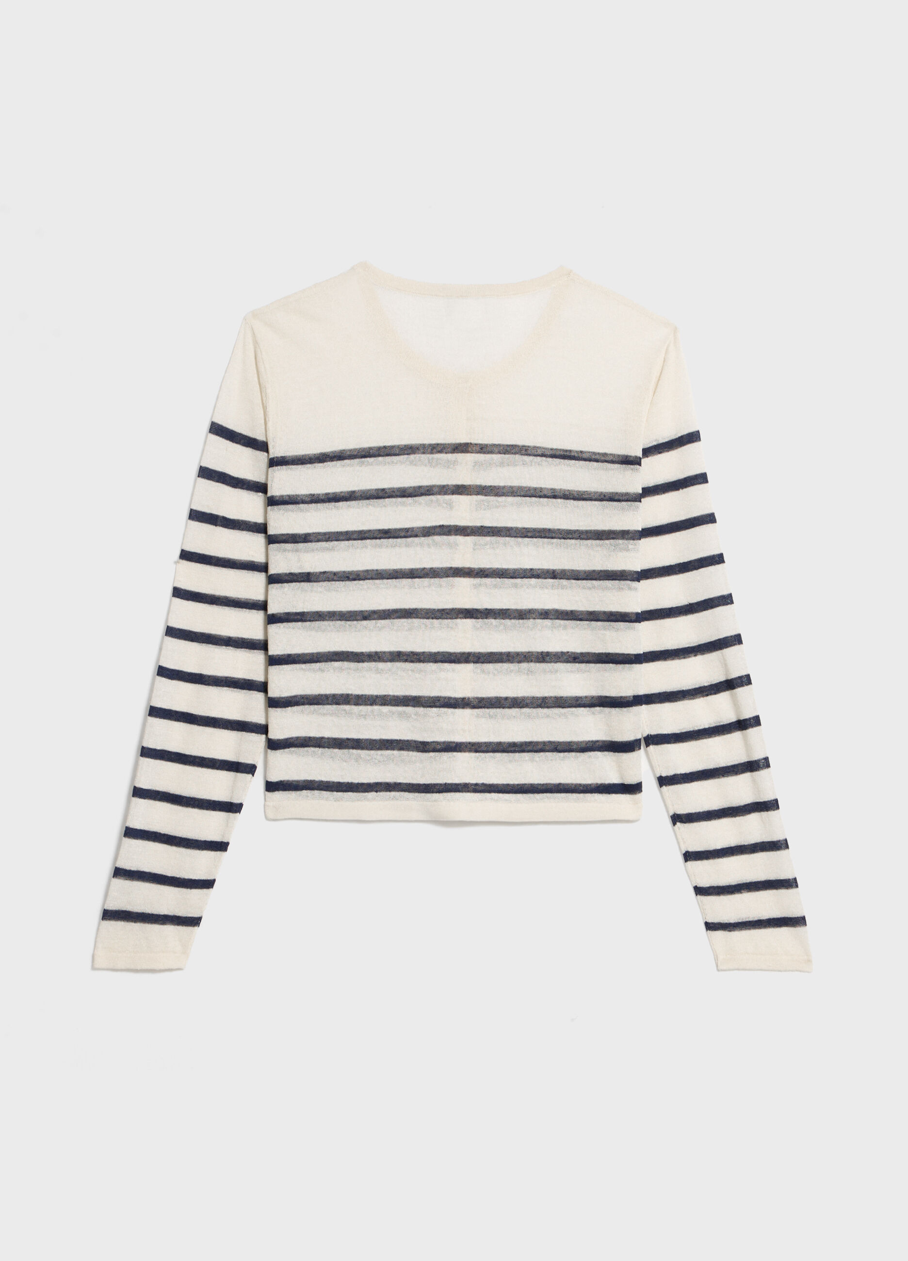 Linen blend striped and knitted cardigan_5