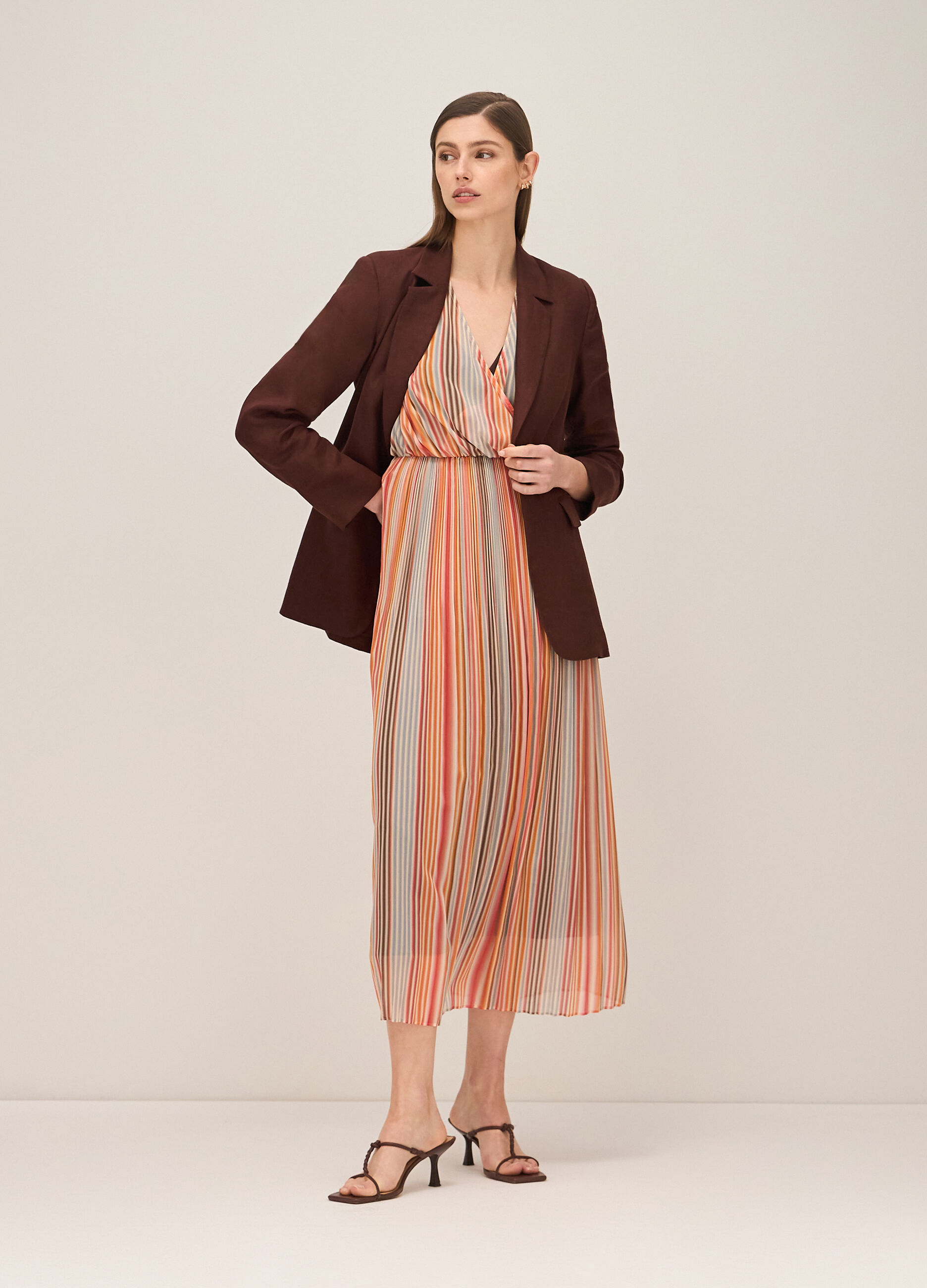 Striped and pleated dress_0