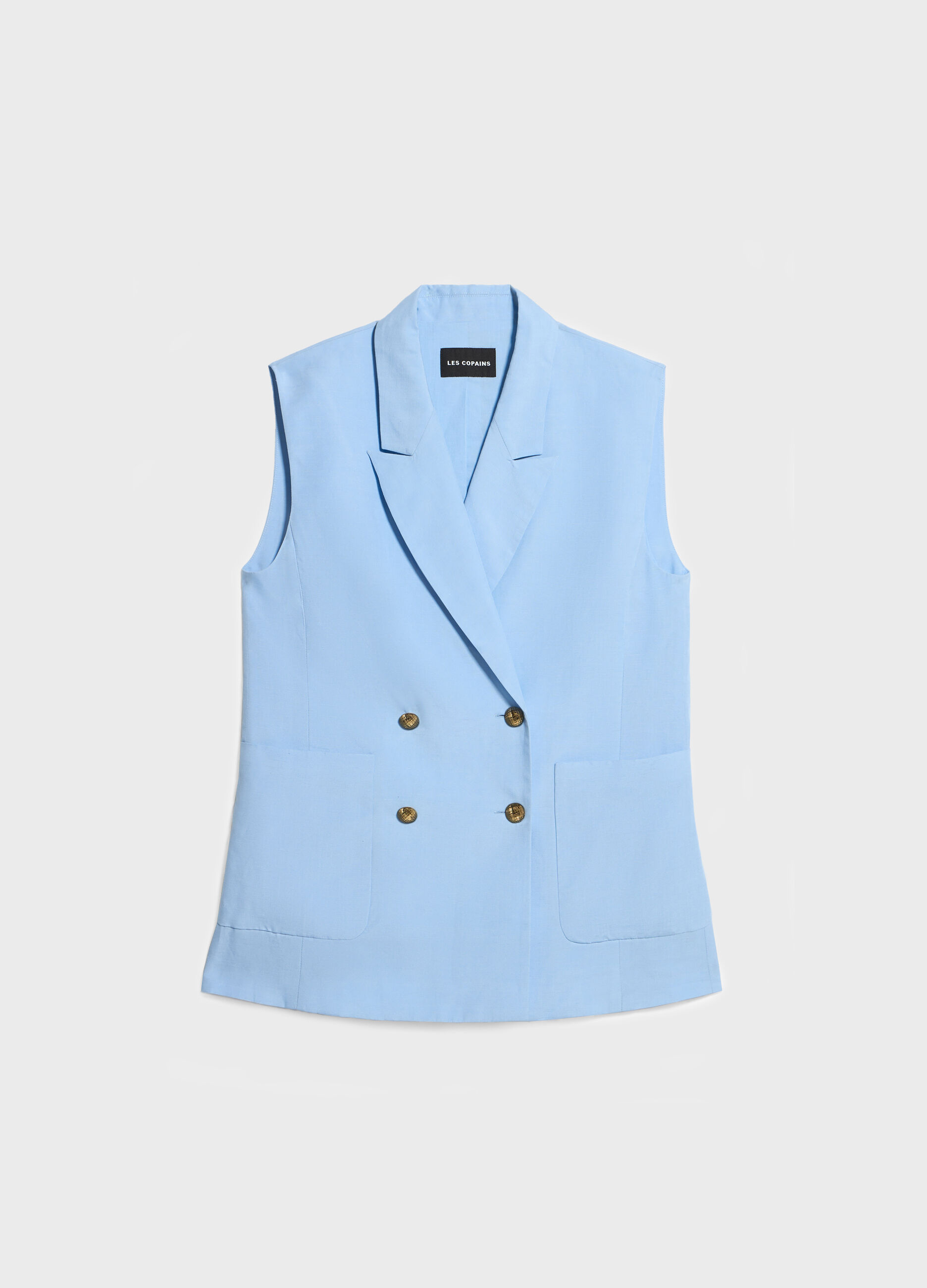 Double-breasted linen blend waistcoat_4