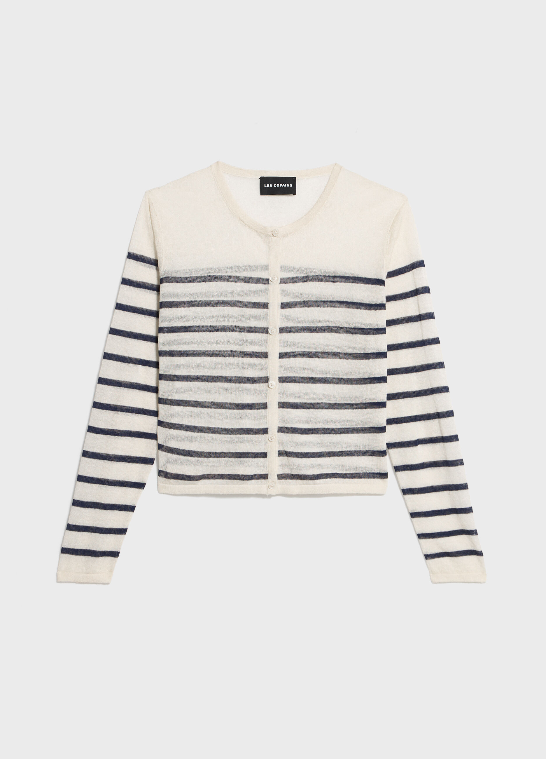 Linen blend striped and knitted cardigan_4