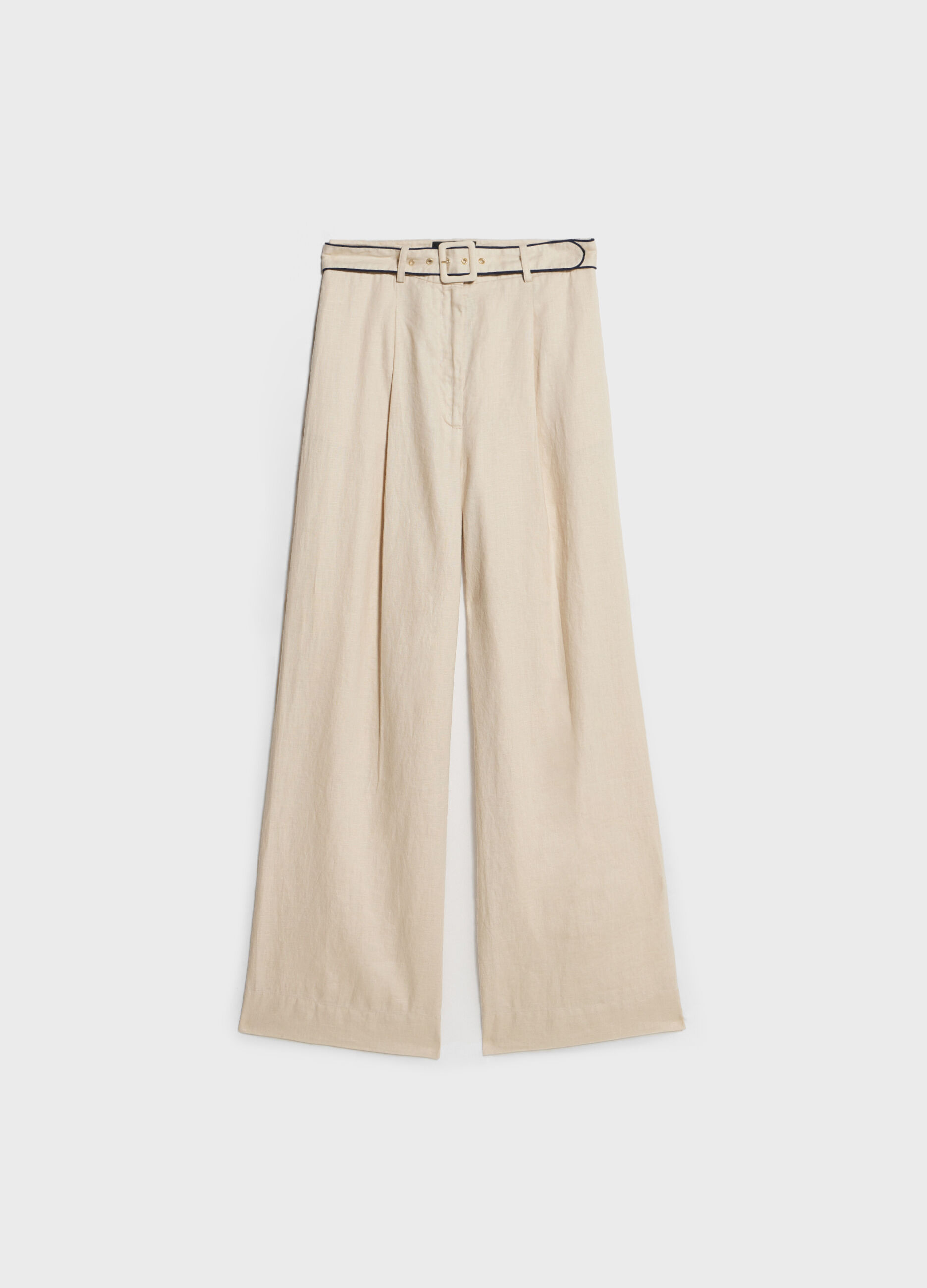 Pantaloni straight fit in lino_4