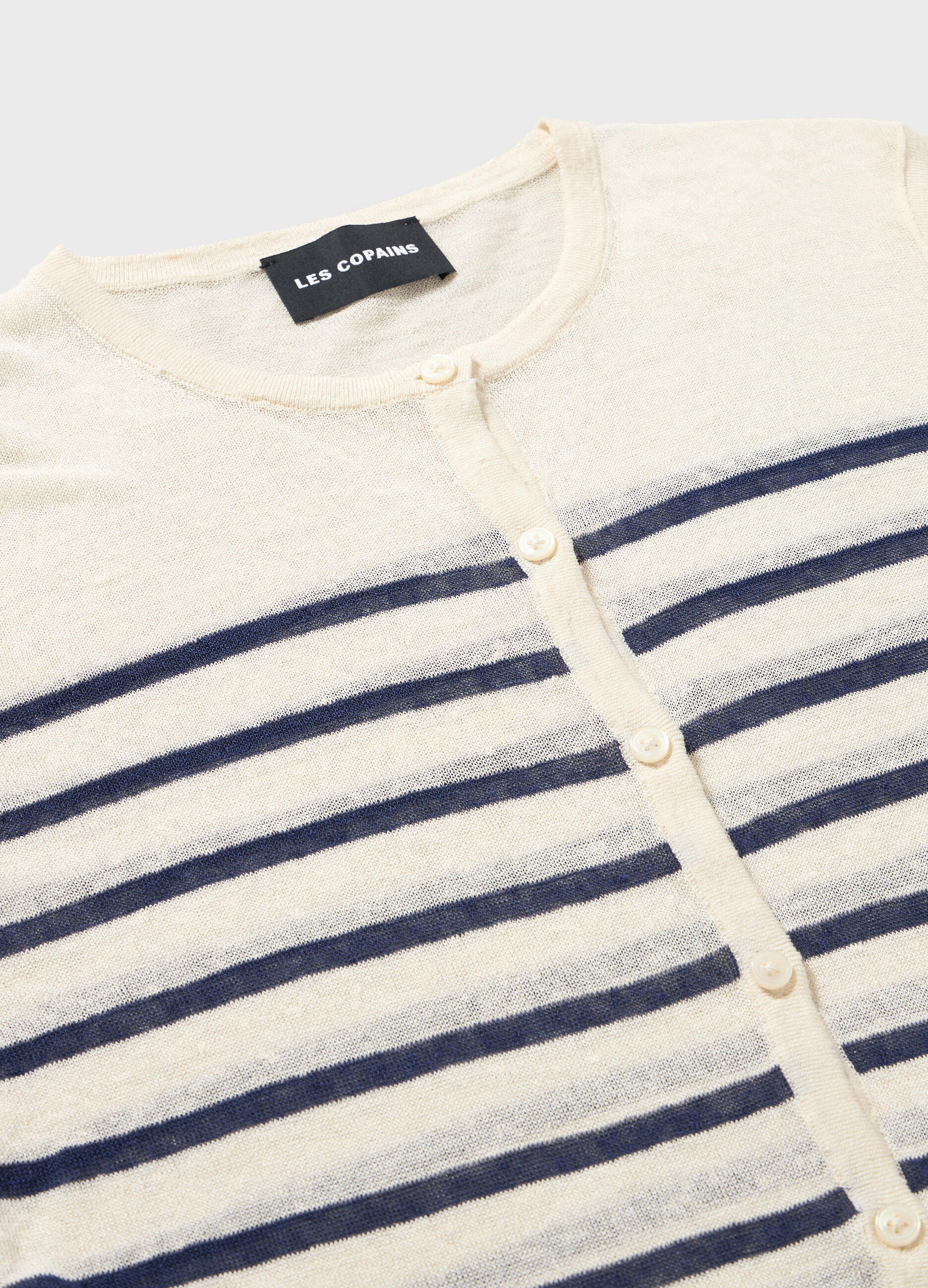 Linen blend striped and knitted cardigan_6